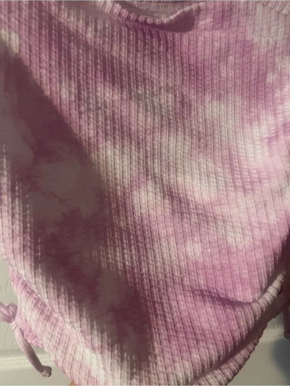 Justice Girls M 10 Pink Tie Dye Ribbed Cinch Side Square Neck Top NWT